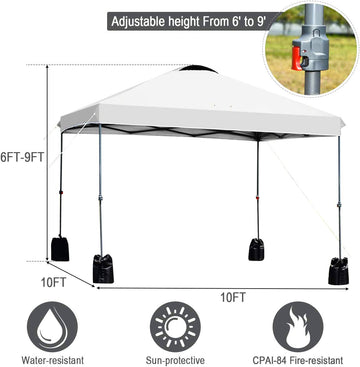 10 フィート x 10 フィート ホワイト インスタント キャノピー ポップアップ テント